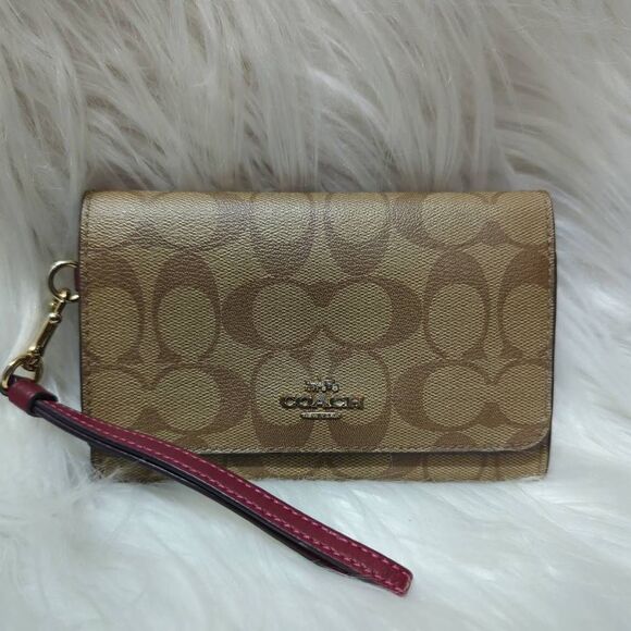 Coach Signature C Canvas Flap Phone Wallet - Picture 1 of 5